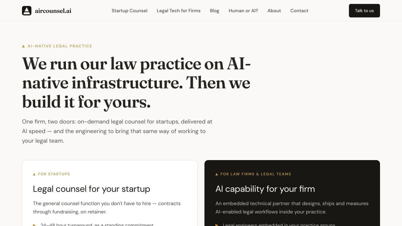 Aircounsel website homepage screenshot