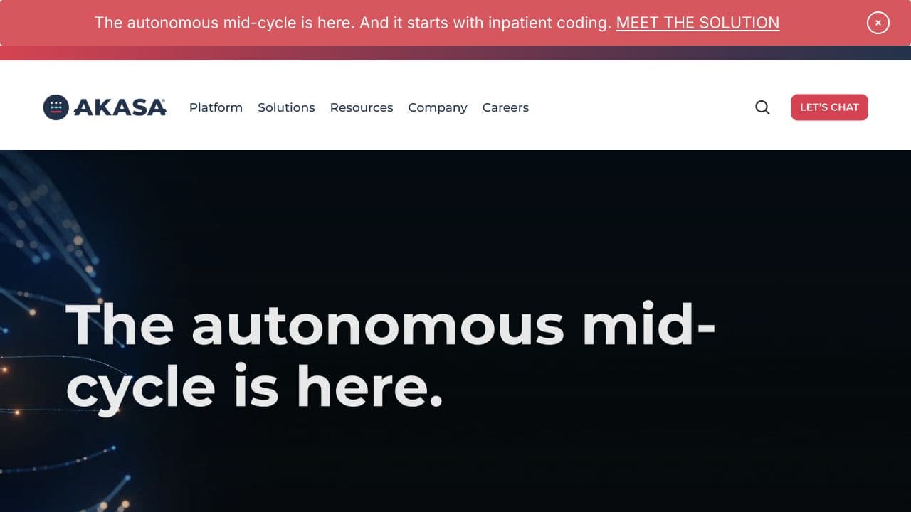 AKASA website homepage screenshot