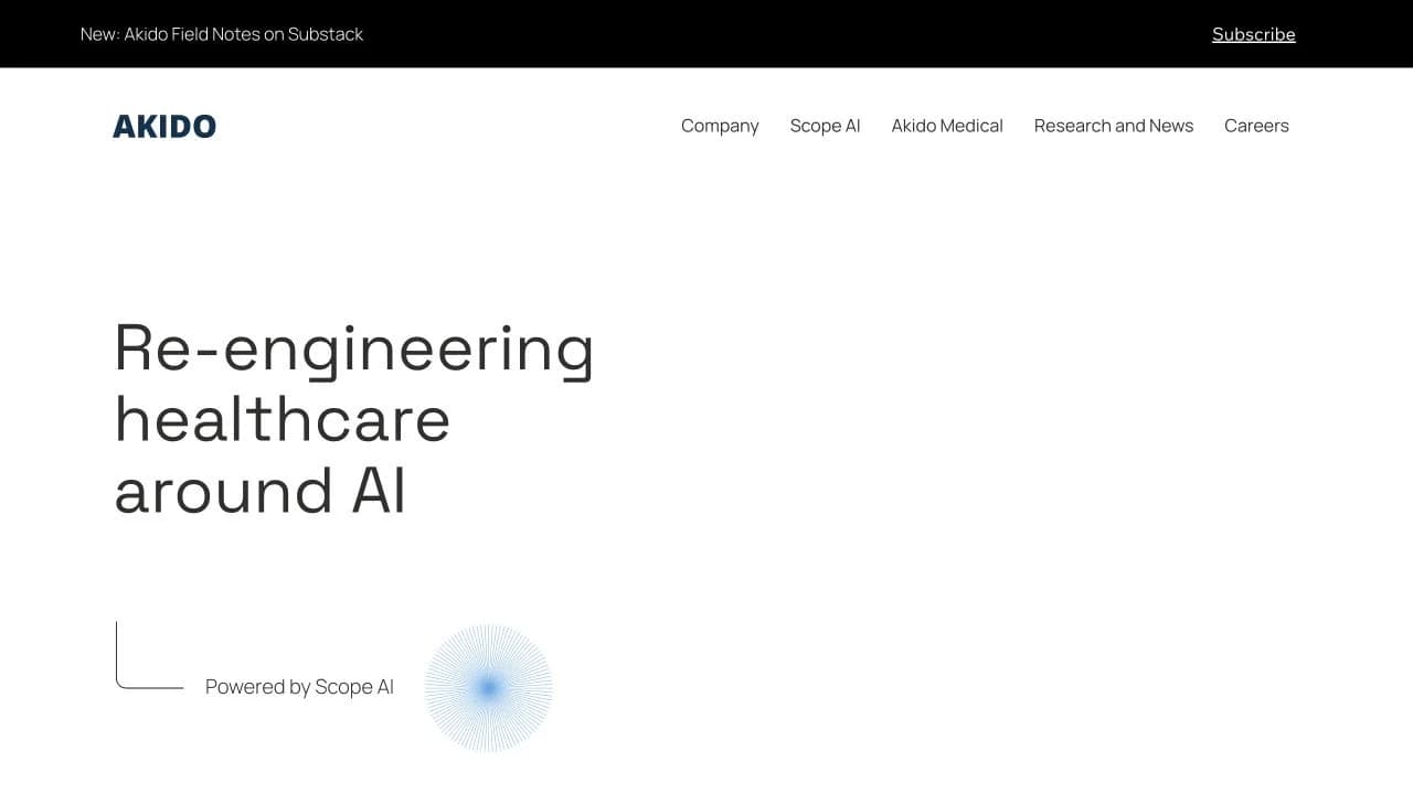 Akido website homepage screenshot