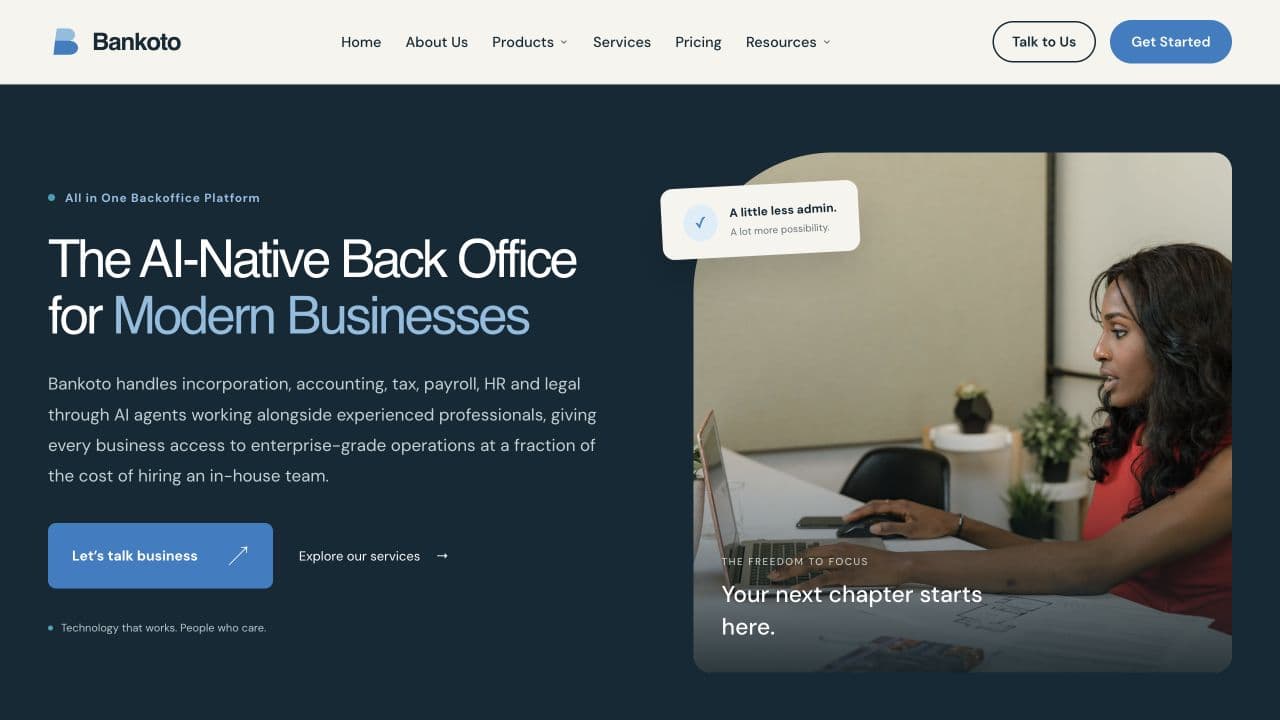 Bankoto website homepage screenshot