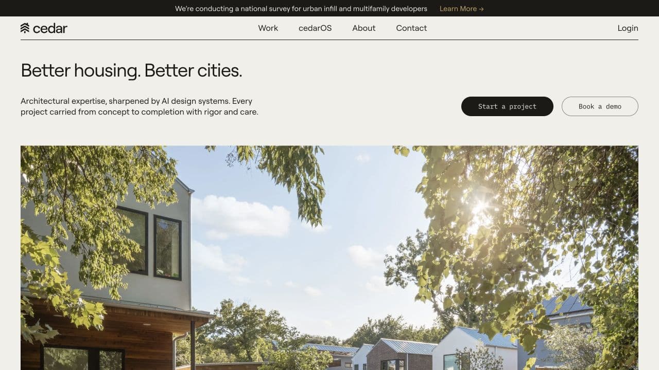 Cedar website homepage screenshot