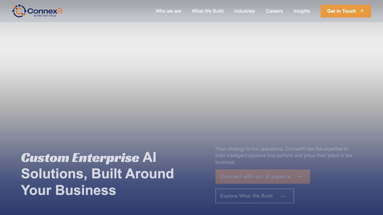 ConnexR website homepage screenshot
