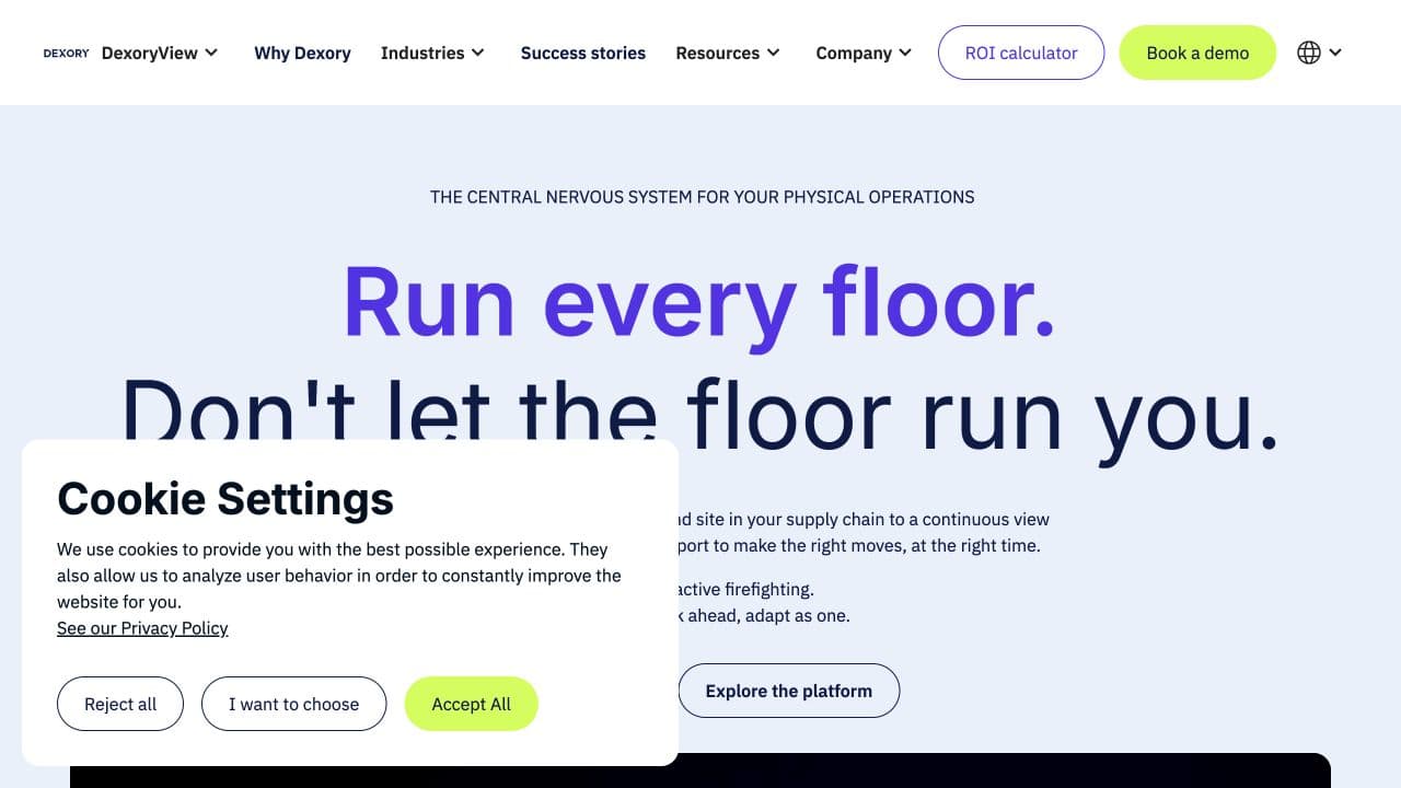 Dexory website homepage screenshot