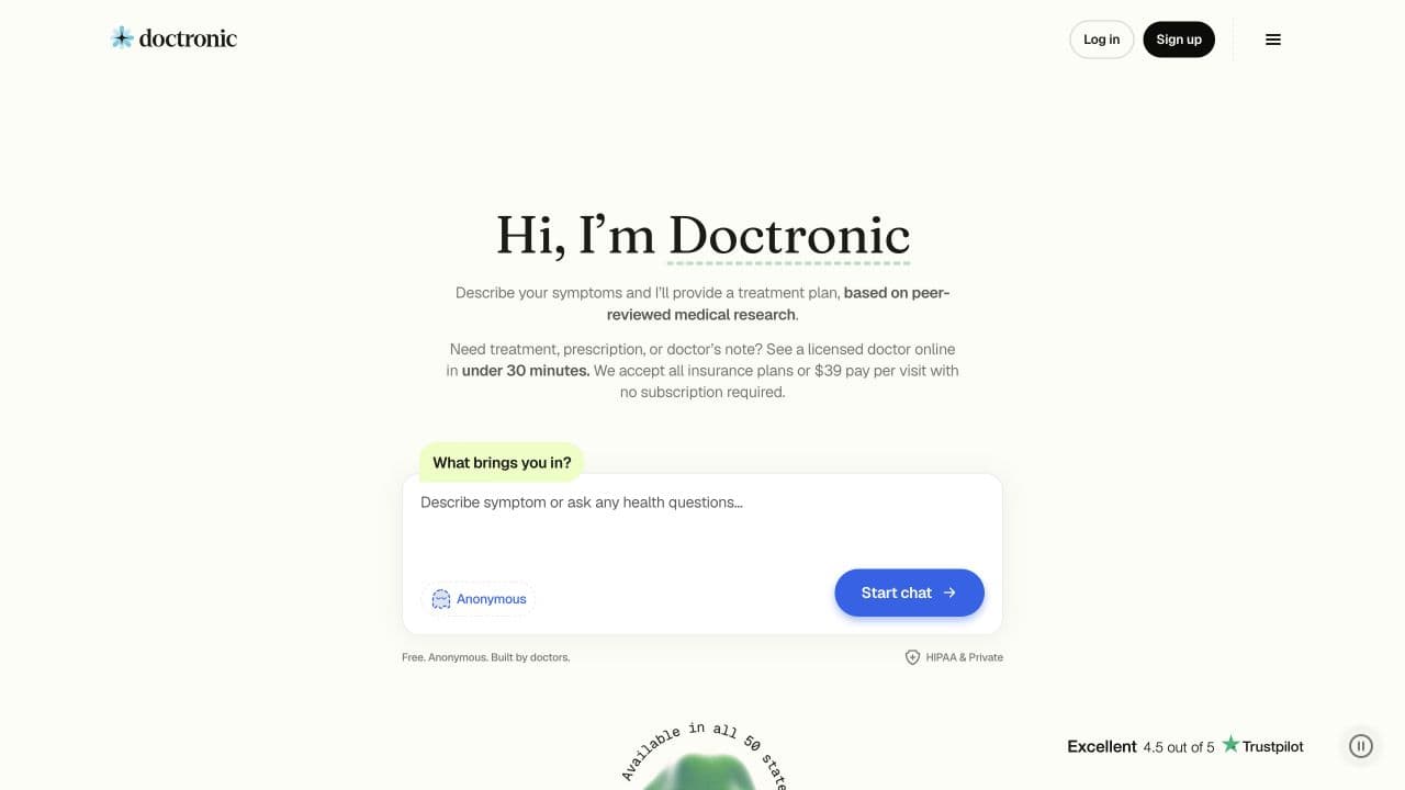 Doctronic website homepage screenshot