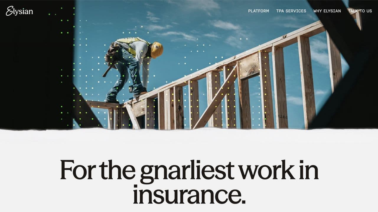 Elysian website homepage screenshot