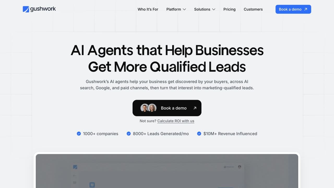 Gushwork website homepage screenshot