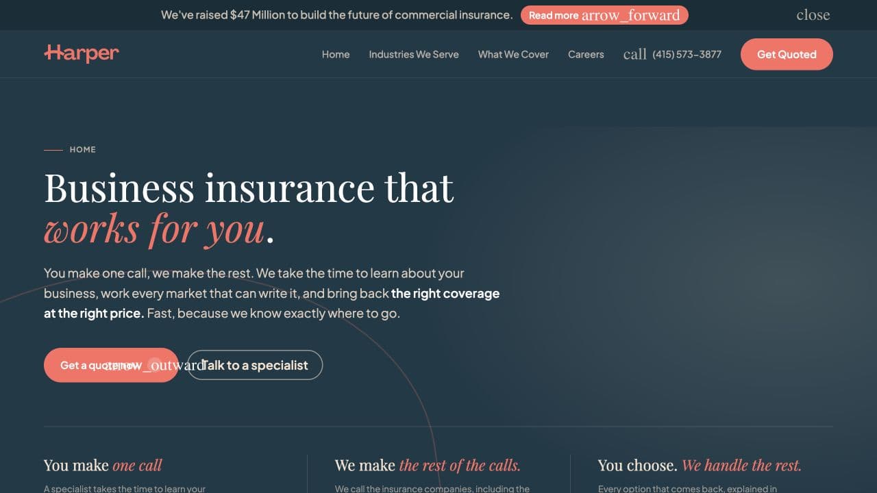 Harper website homepage screenshot