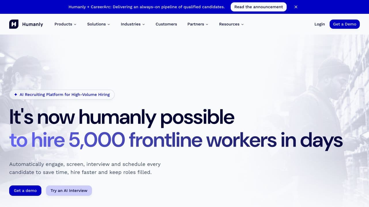 Humanly website homepage screenshot