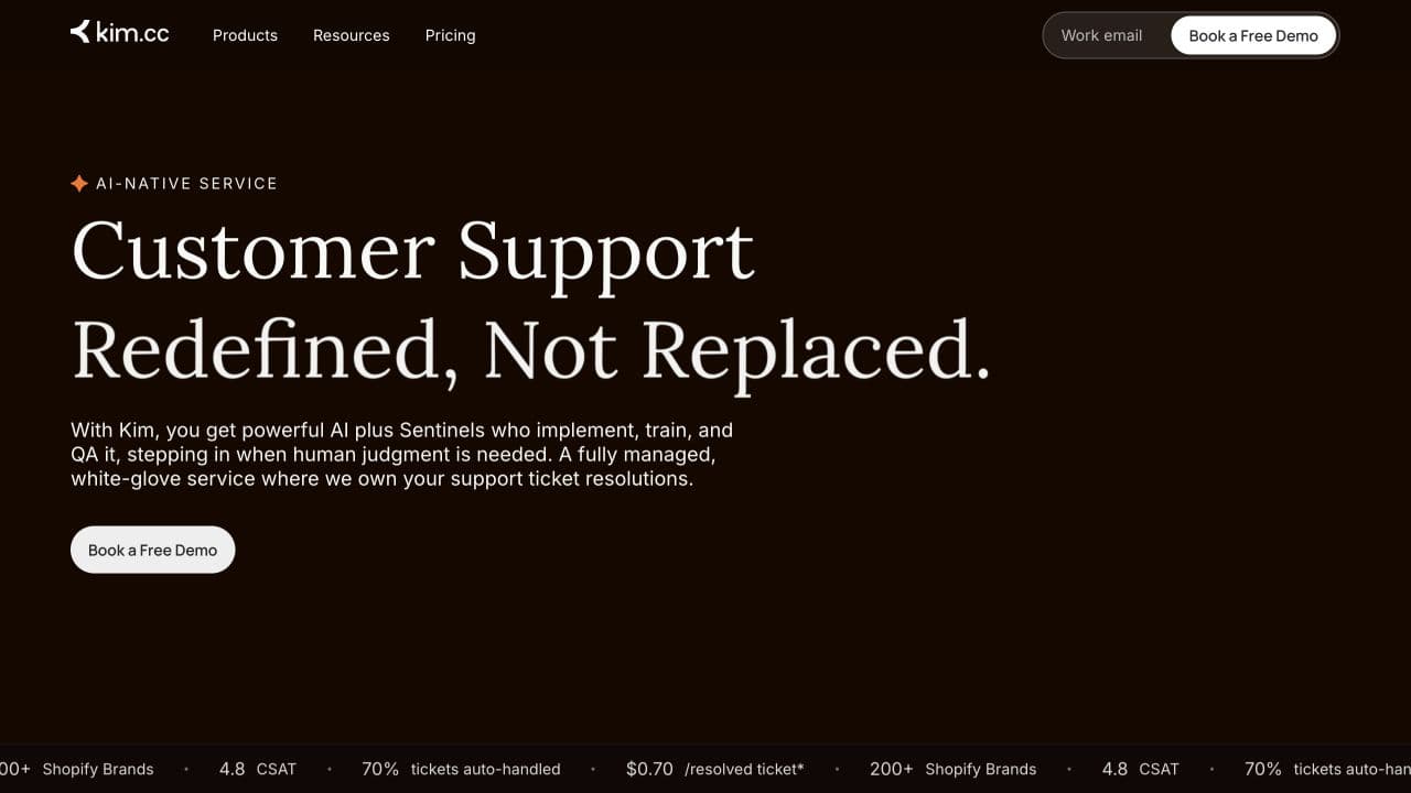 Kim website homepage screenshot