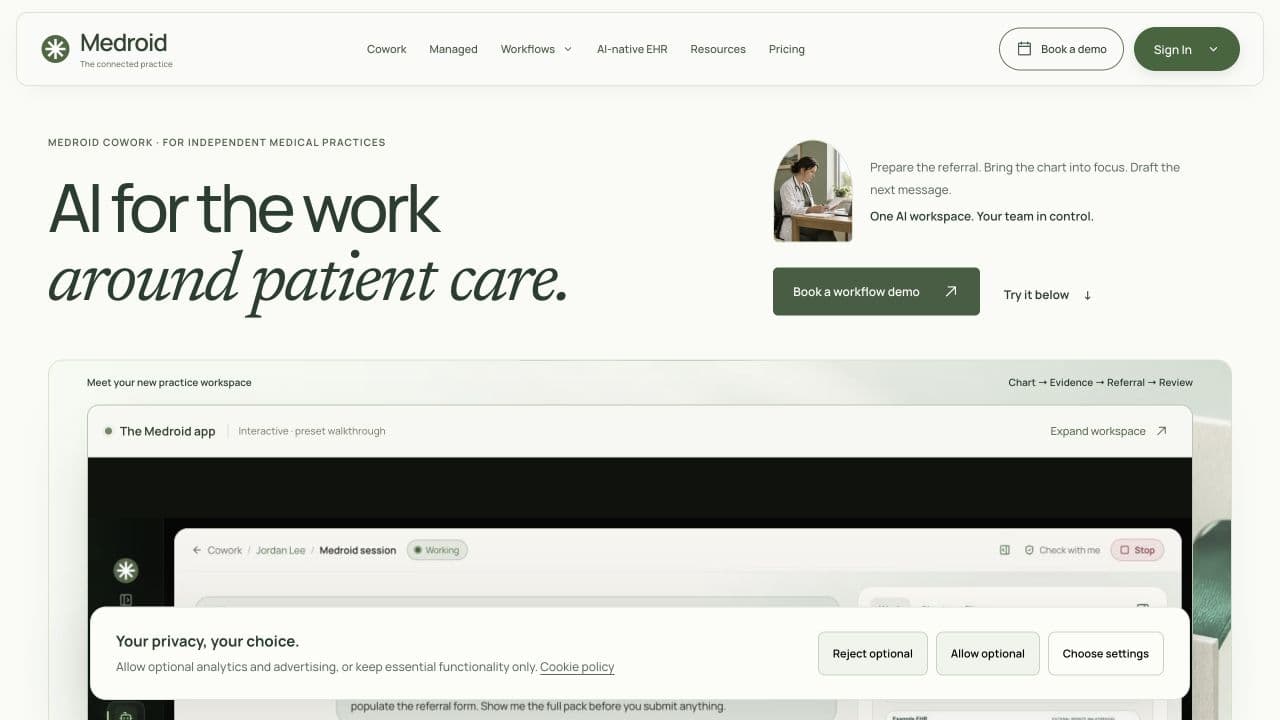 Medroid website homepage screenshot