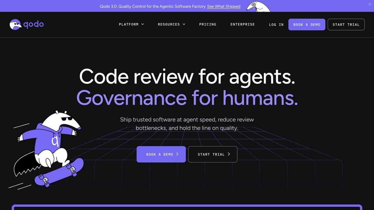 Qodo (CodiumAI) website homepage screenshot