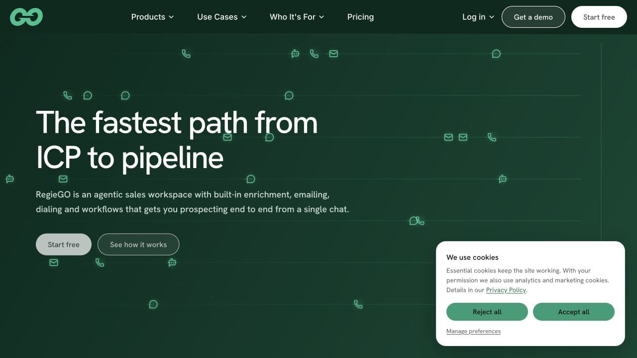 Regie.ai website homepage screenshot