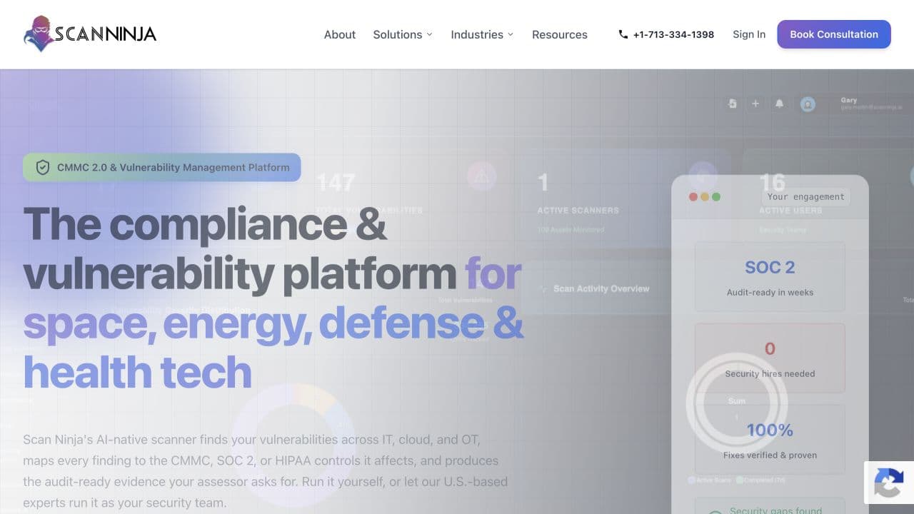 Scan Ninja website homepage screenshot