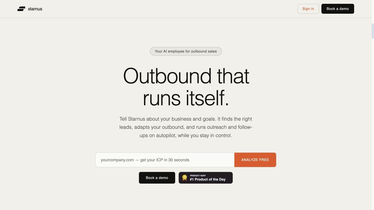 Starnus website homepage screenshot