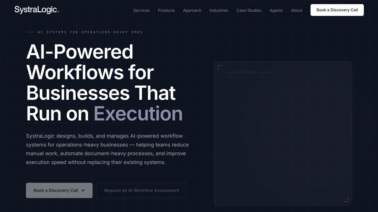 SystraLogic website homepage screenshot