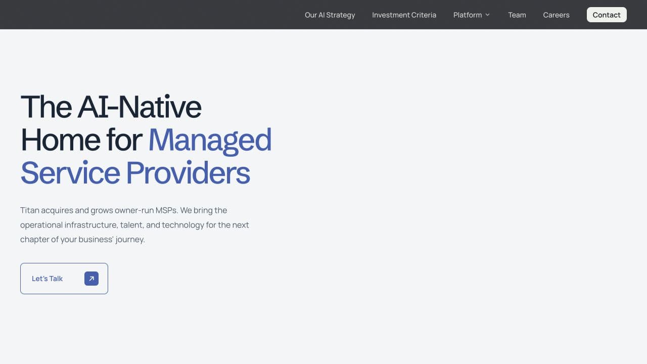 Titan website homepage screenshot