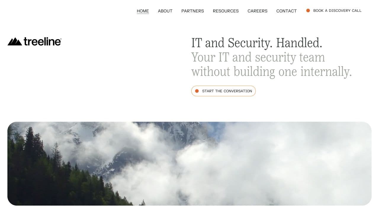 Treeline website homepage screenshot