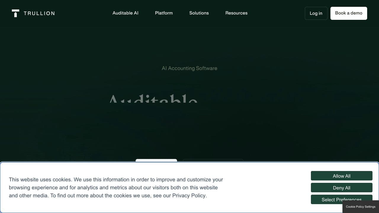 Trullion website homepage screenshot