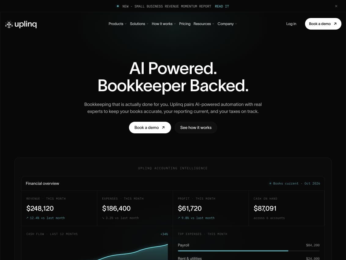 Uplinq website homepage screenshot